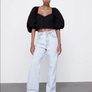 Zara Cropped Puff Sleeve Blouse
